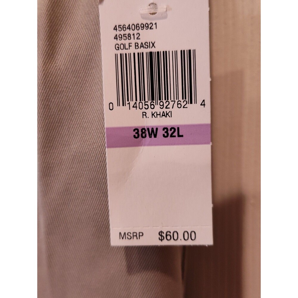 IZOD Golf Pants Men’s 38 NWT Sport Flex Stretch Trousers Sun Control Khaki - Picture 8 of 12